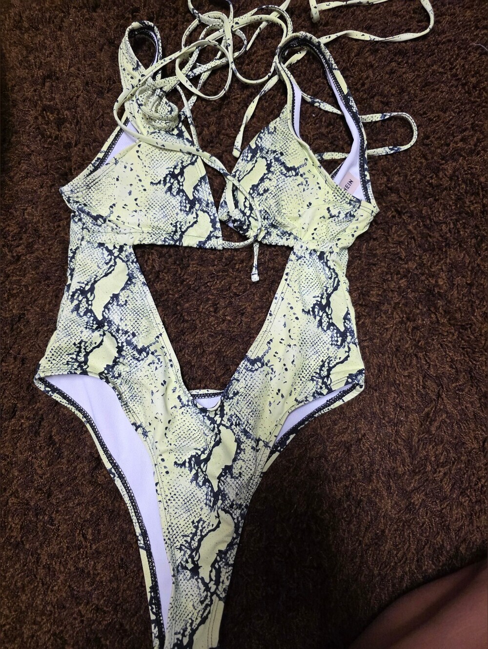Yellow Snake-Print Cutout One-Piece Swimsuit